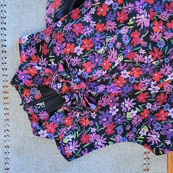 Calvin Klein Tie Beck Sleeveless Floral Print Trapeze Dress - Picture 4 of 7